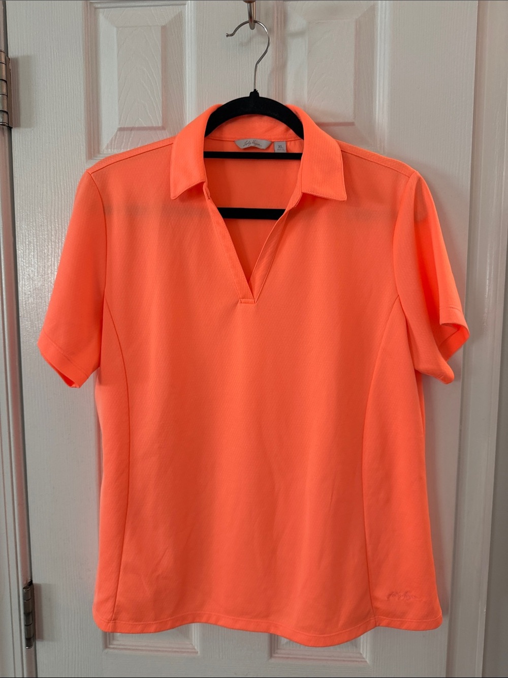 Lady Hagan Neon Coral Golf Polo Shirt - Short Sleeve Active Top